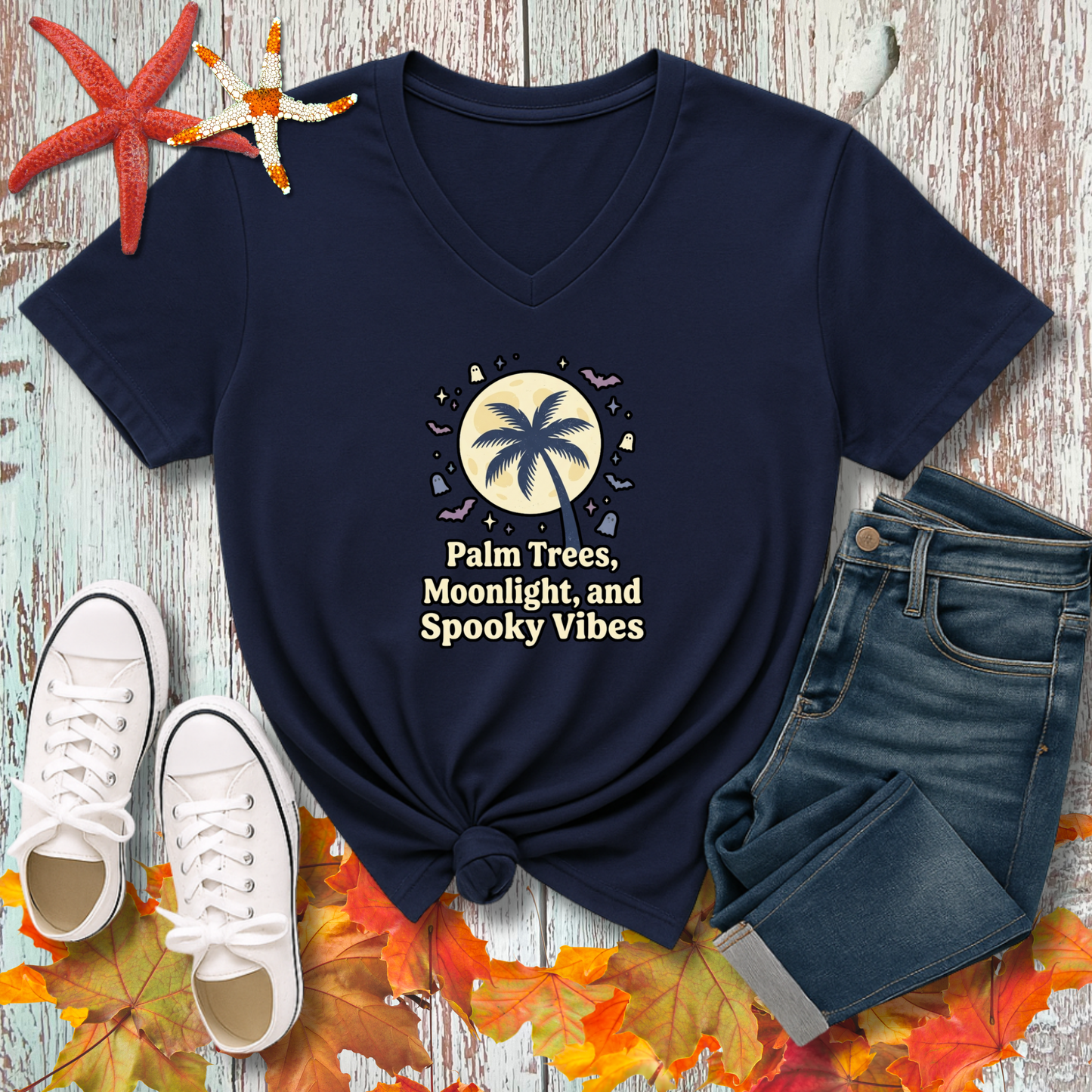 PALMS, MOONLIGHT, & SPOOKY VIBES V-NECK