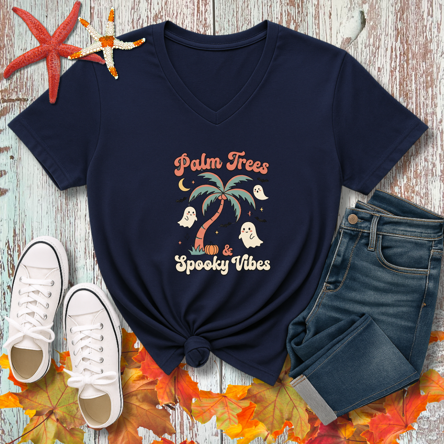 PALM TREES & HARVEST VIBES V-NECK