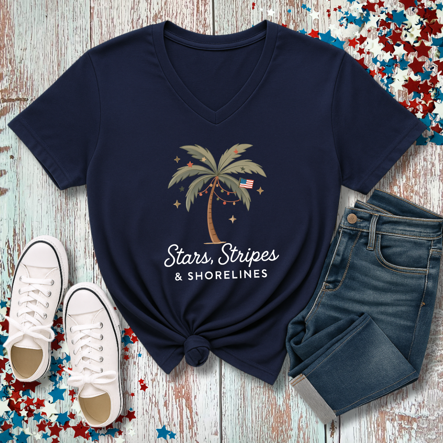 STARS, STRIPES & SHORELINES V-NECK
