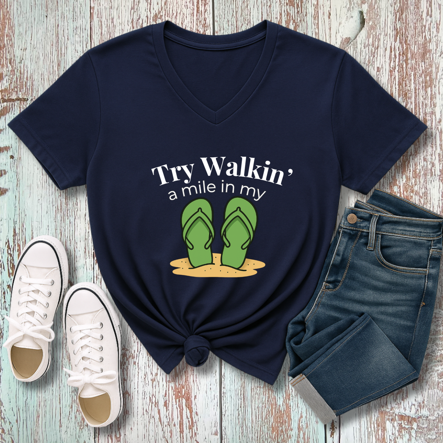 WALK A MILE IN MY...V_NECK