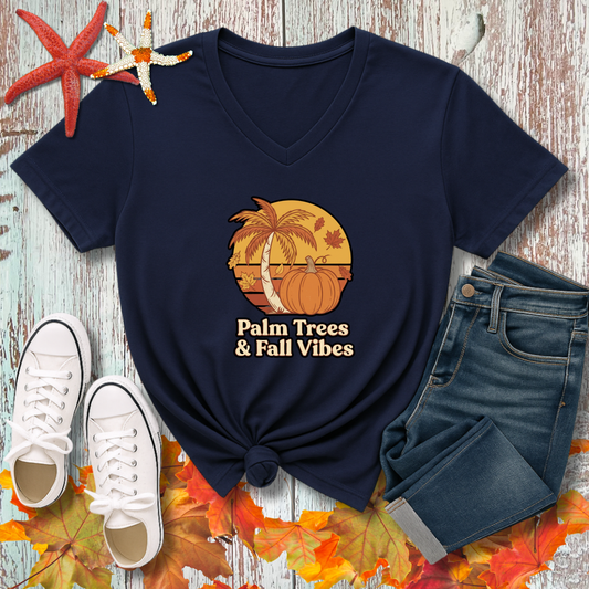 FALL PALM TREES V-NECK