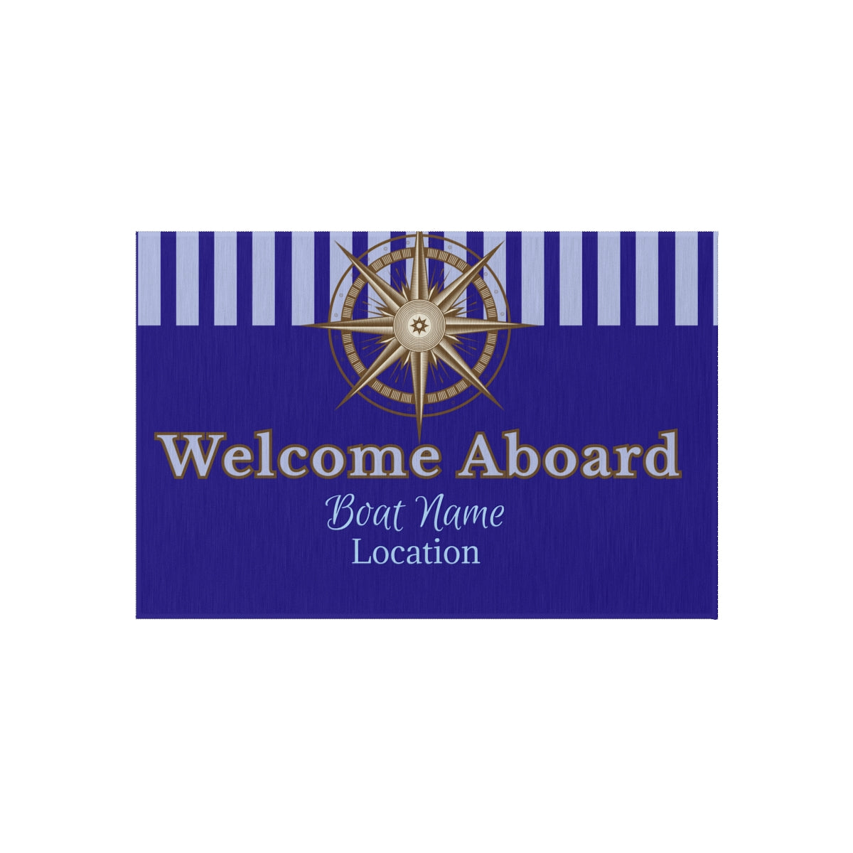 Personalized Nautical Welcome Aboard mat – Custom Boat Name & Location Rug