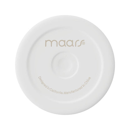 White disc with 'maars' branding on a white background
