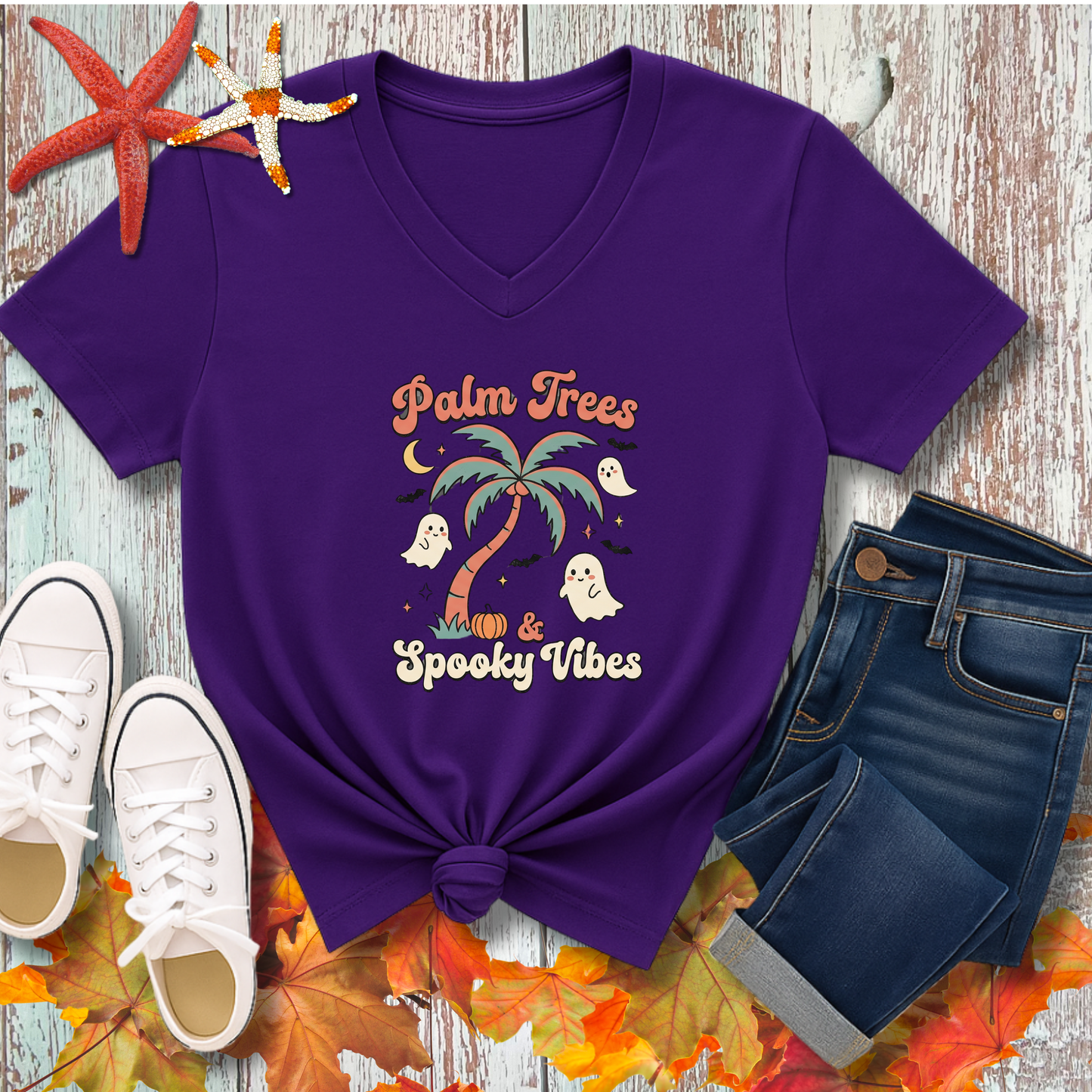 PALM TREES & HARVEST VIBES V-NECK