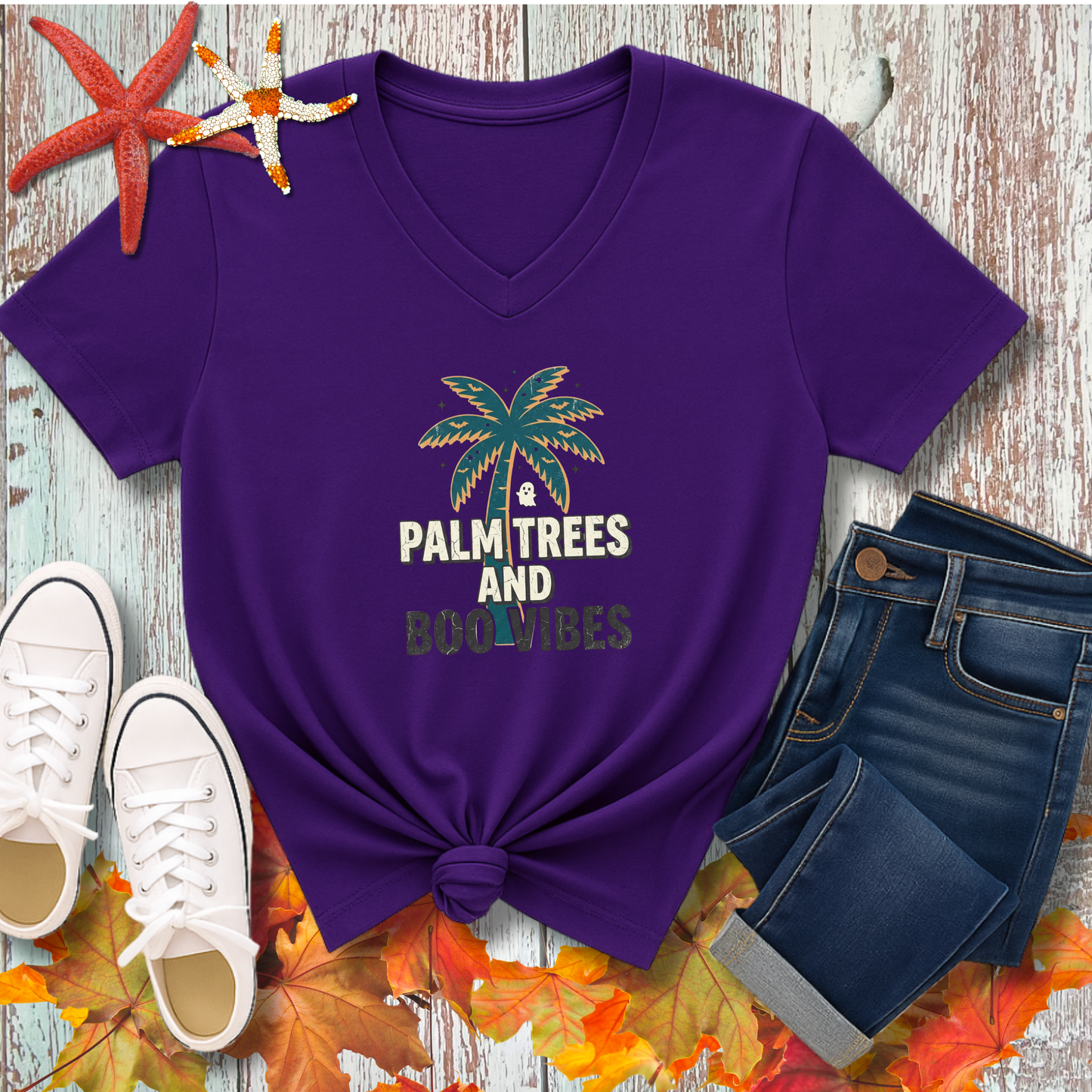 PALM TREES & BOO V-NECK