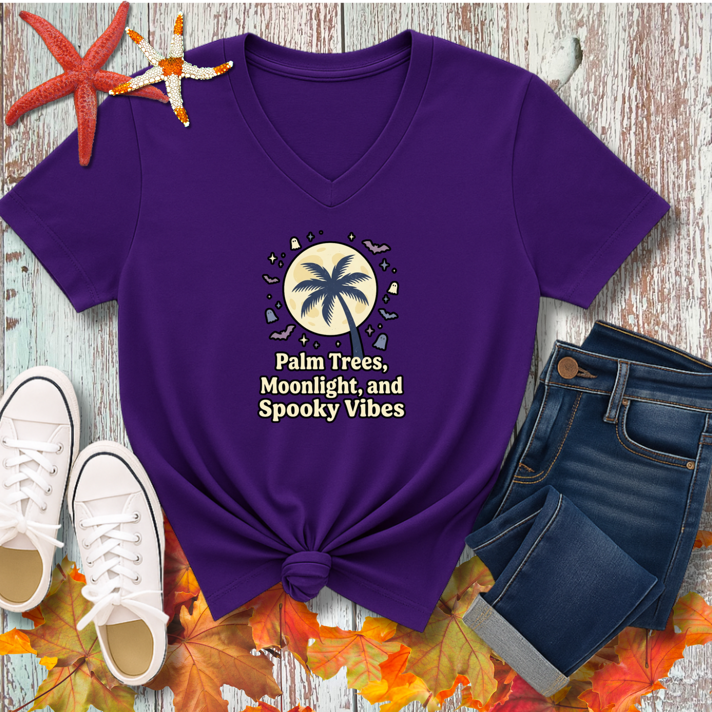 PALMS, MOONLIGHT, & SPOOKY VIBES V-NECK