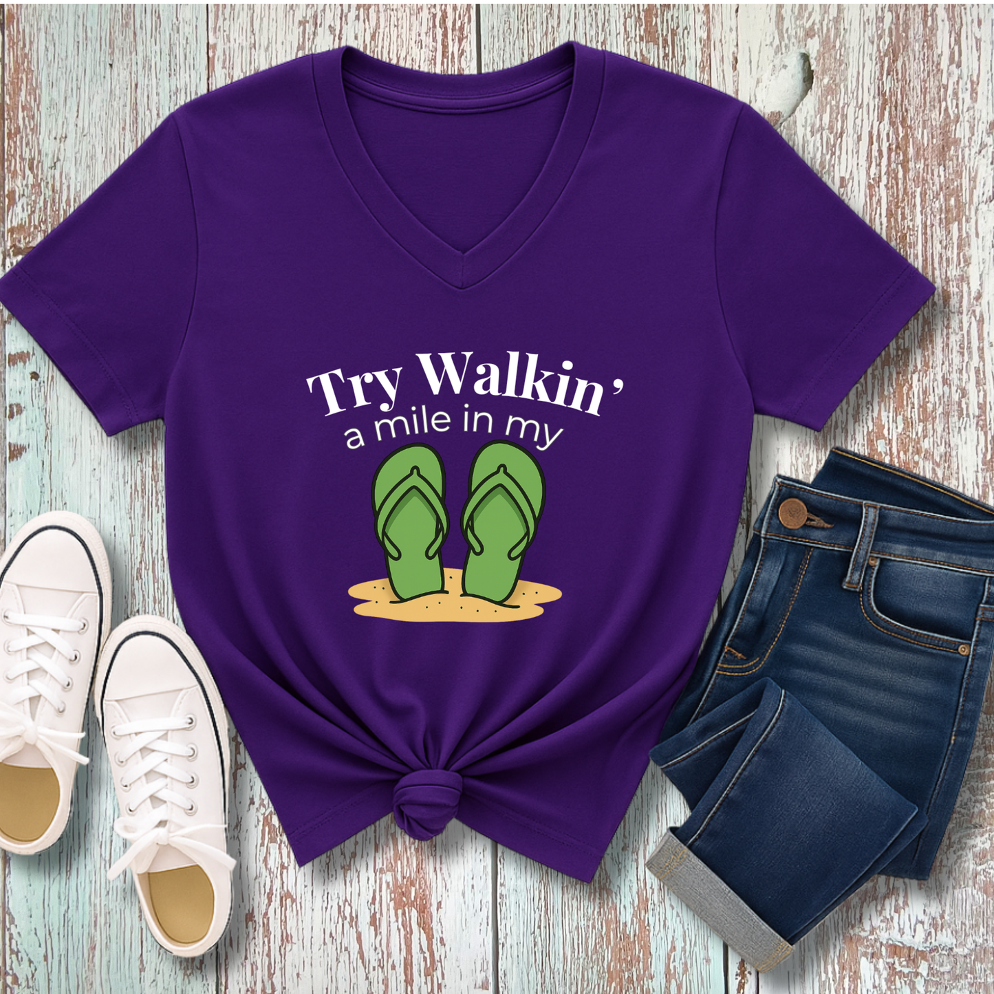WALK A MILE IN MY...V_NECK
