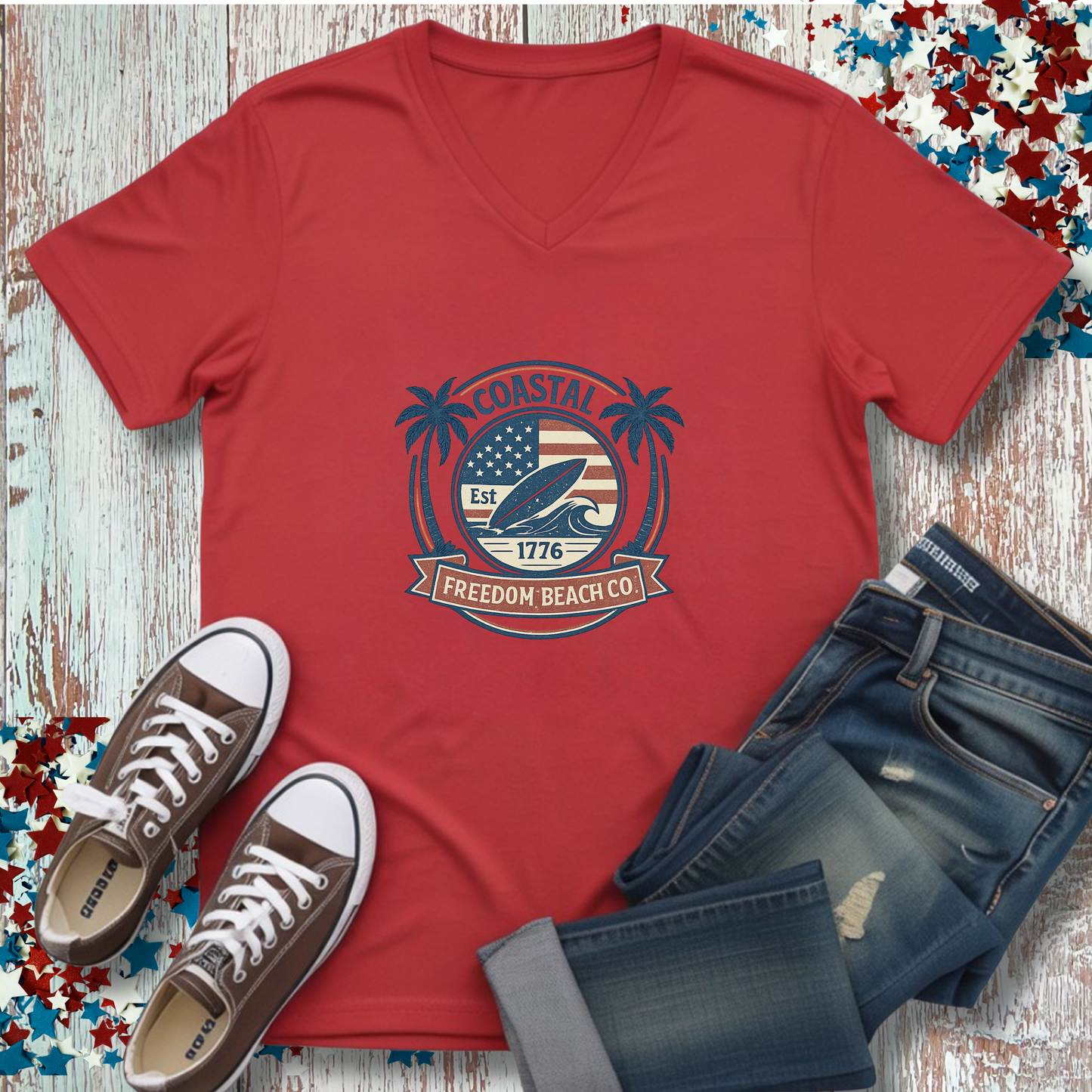 COASTAL FREEDOM BEACH CO V-NECK
