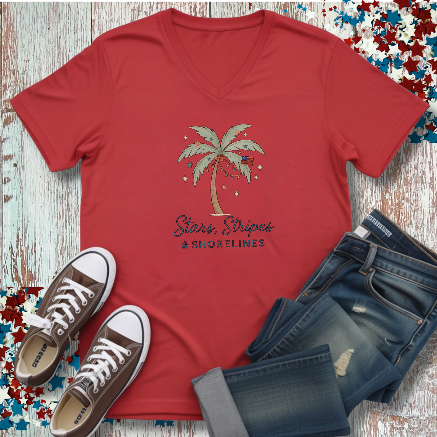 STARS, STRIPES & SHORELINES V-NECK