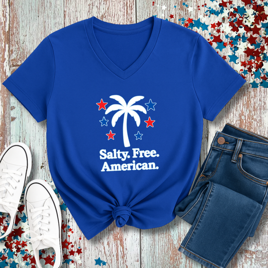 SALTY. FREE. AMERICAN. V-NECK