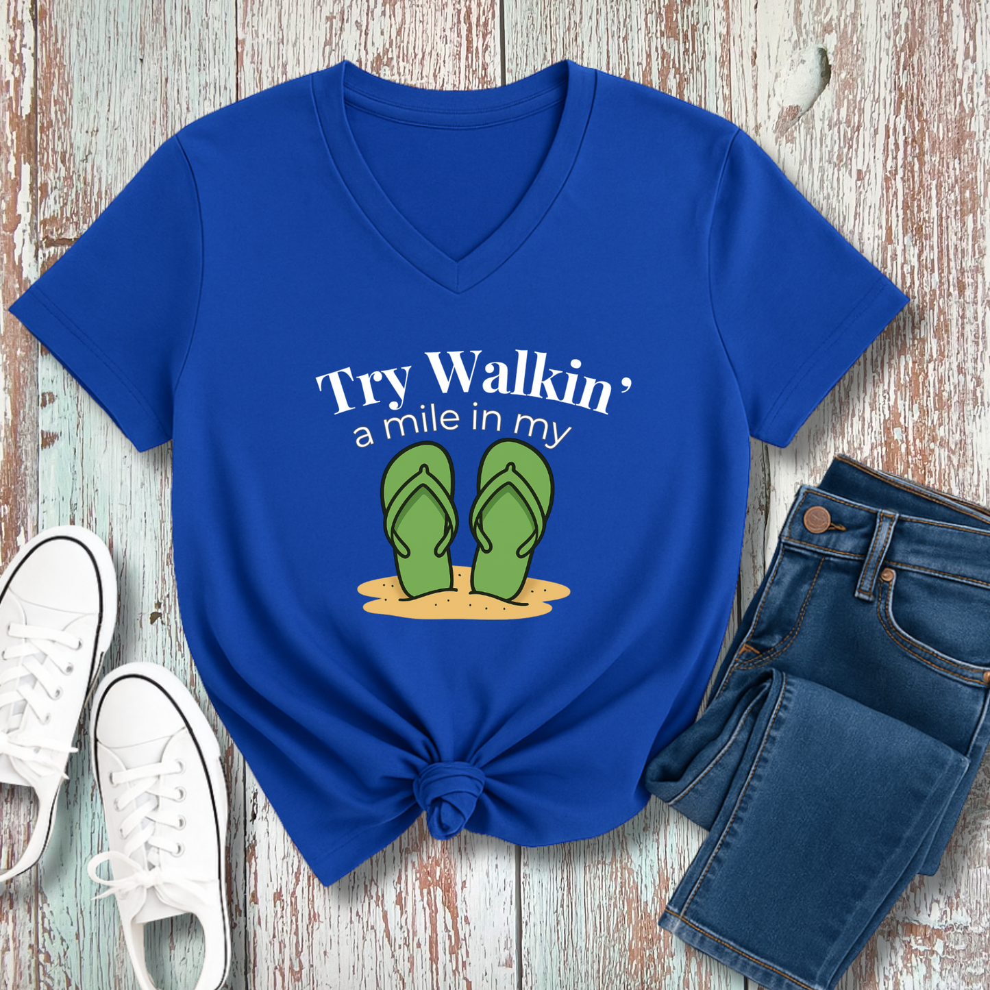 WALK A MILE IN MY...V_NECK