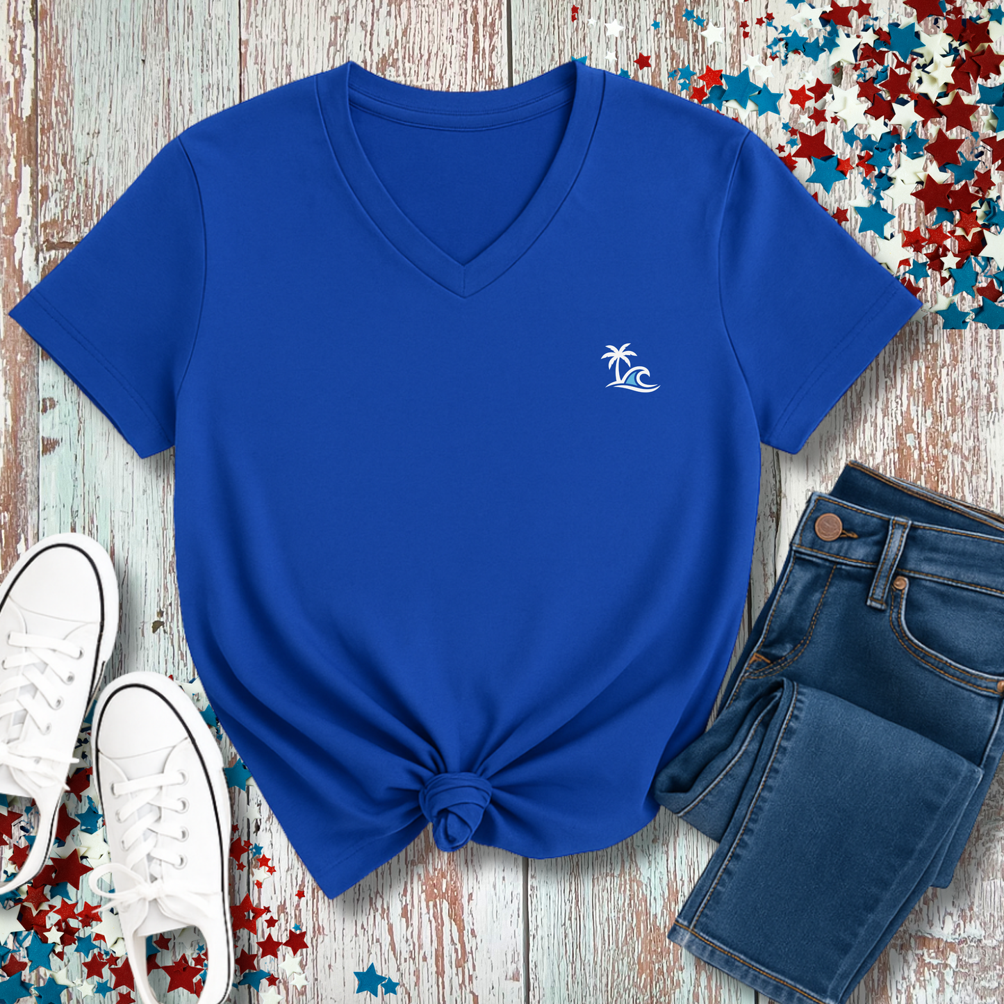 PALM WAVE POCKET LOGO V-NECK