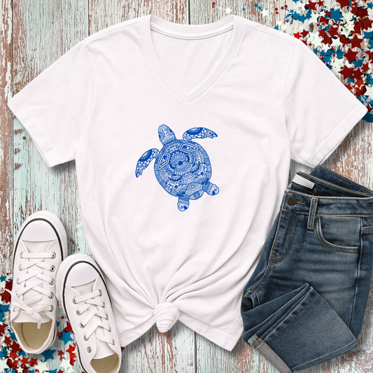 MOSAIC TURTLE V-NECK
