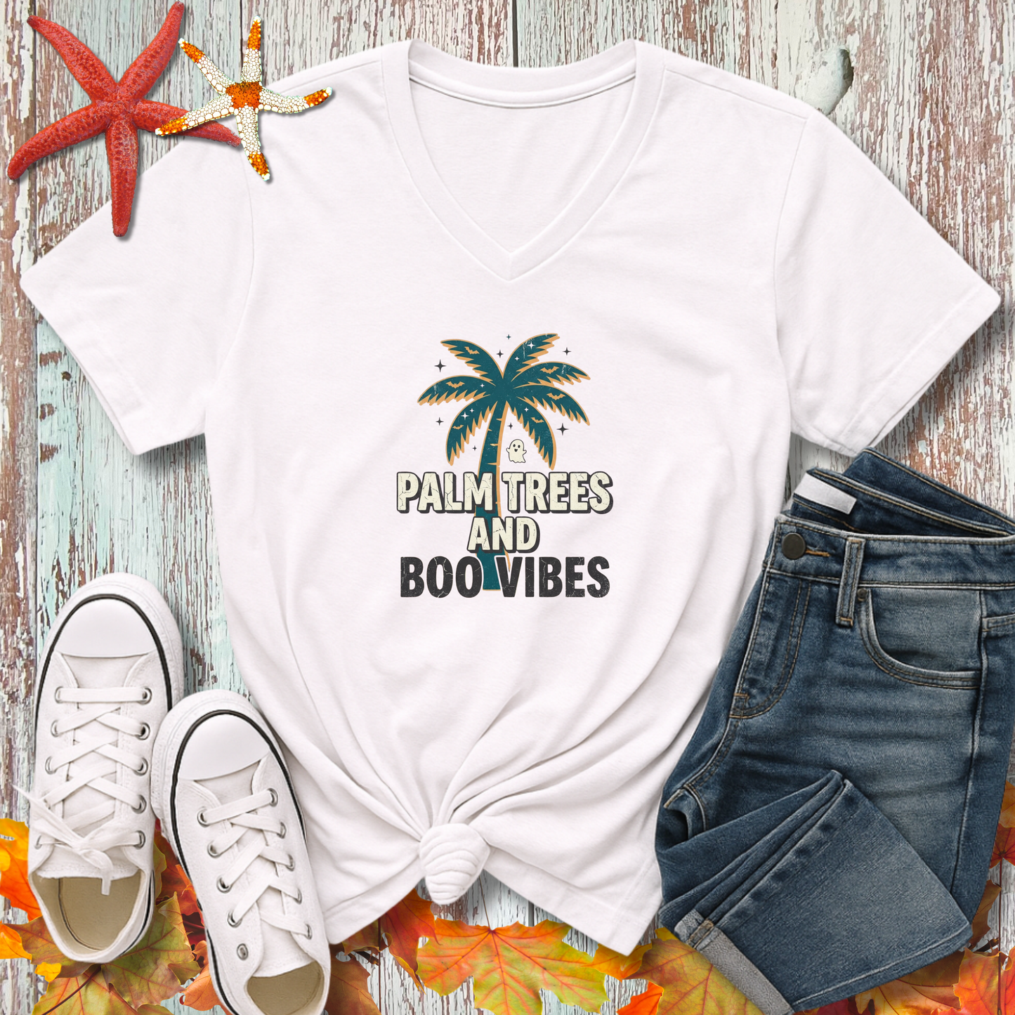 PALM TREES & BOO V-NECK