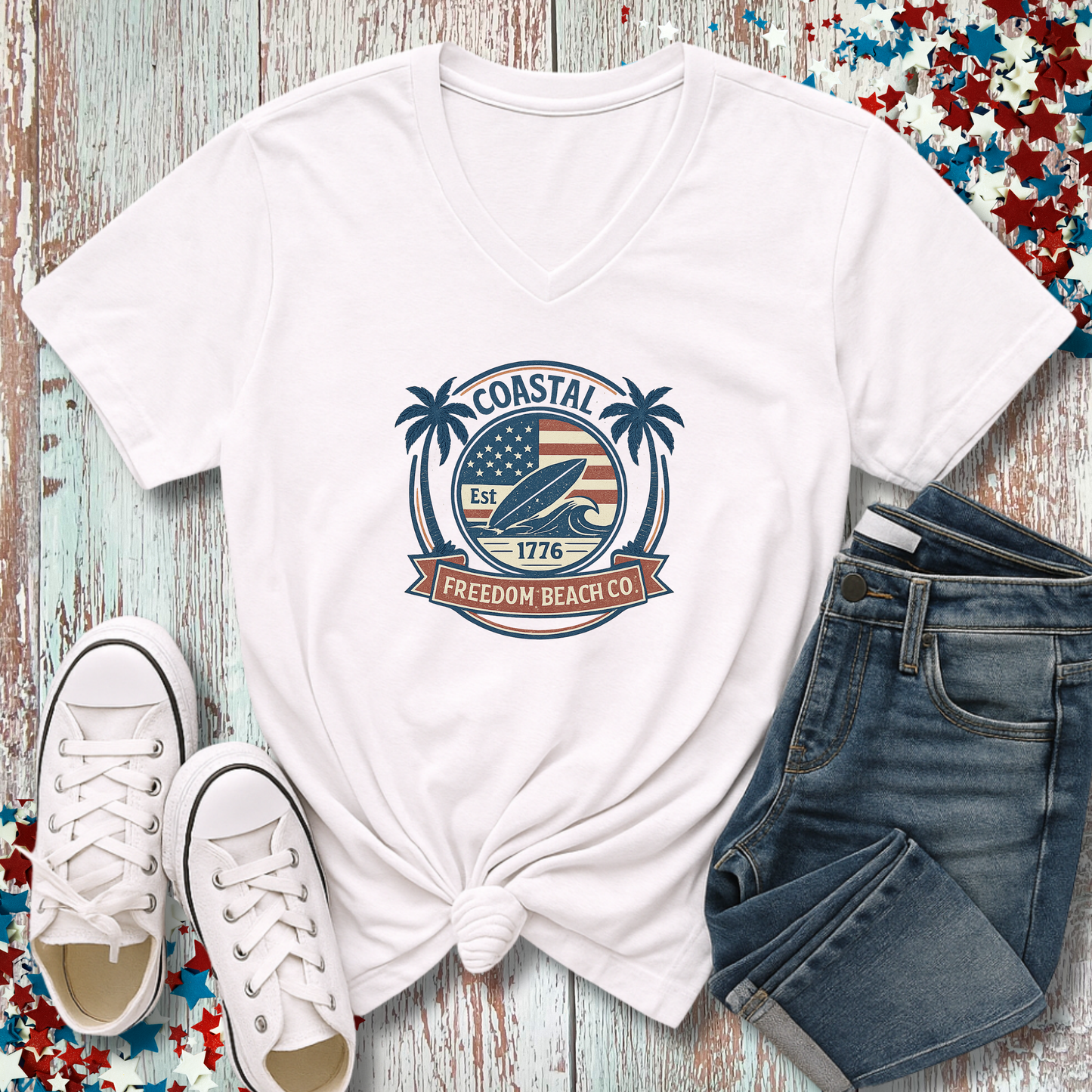 COASTAL FREEDOM BEACH CO V-NECK