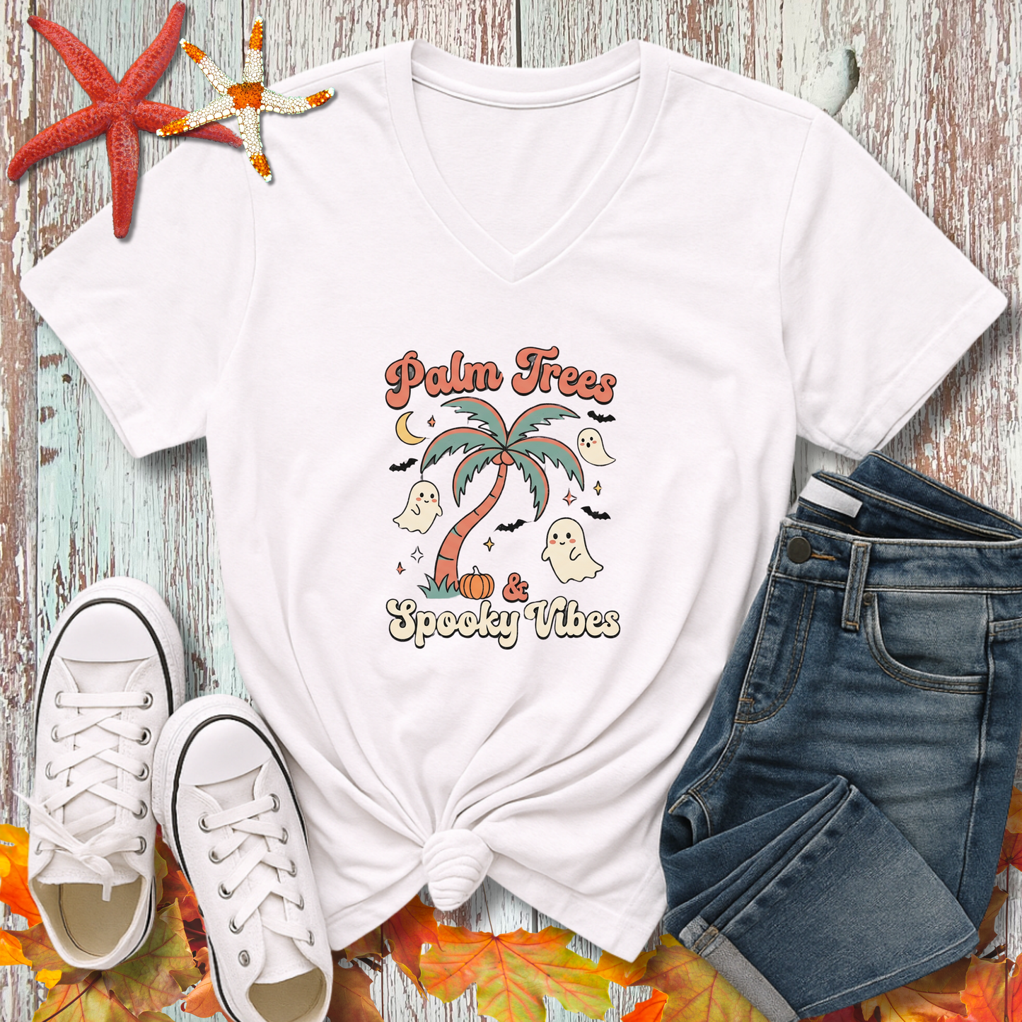 PALM TREES & HARVEST VIBES V-NECK