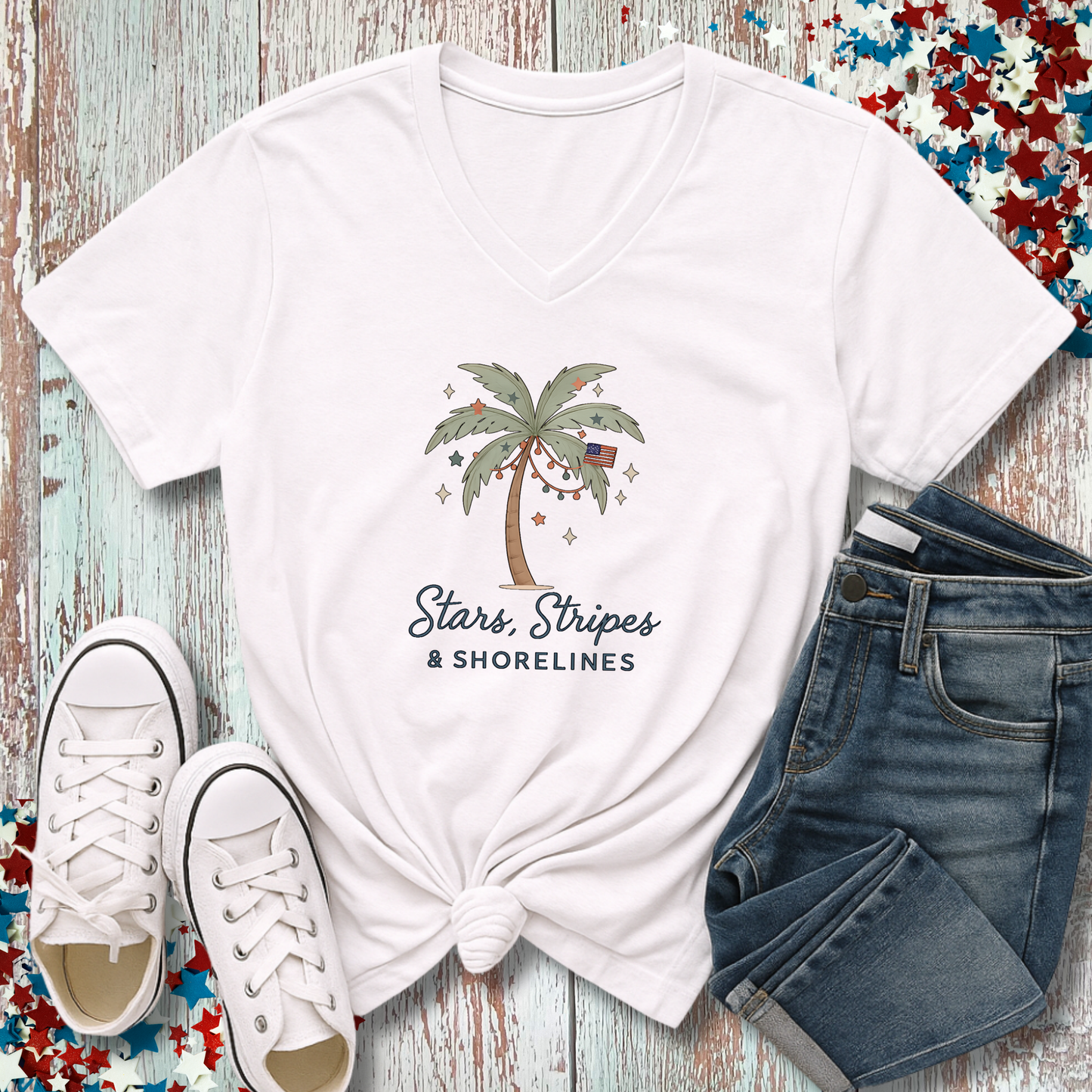STARS, STRIPES & SHORELINES V-NECK