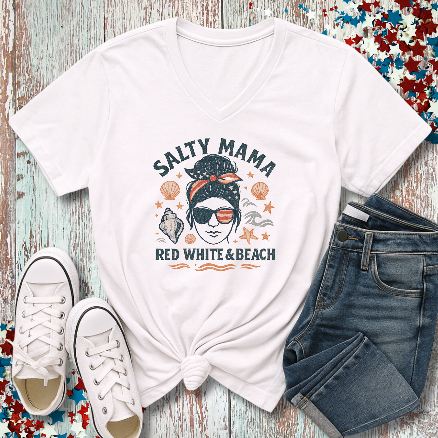 USA SALTY MAMA V-NECK