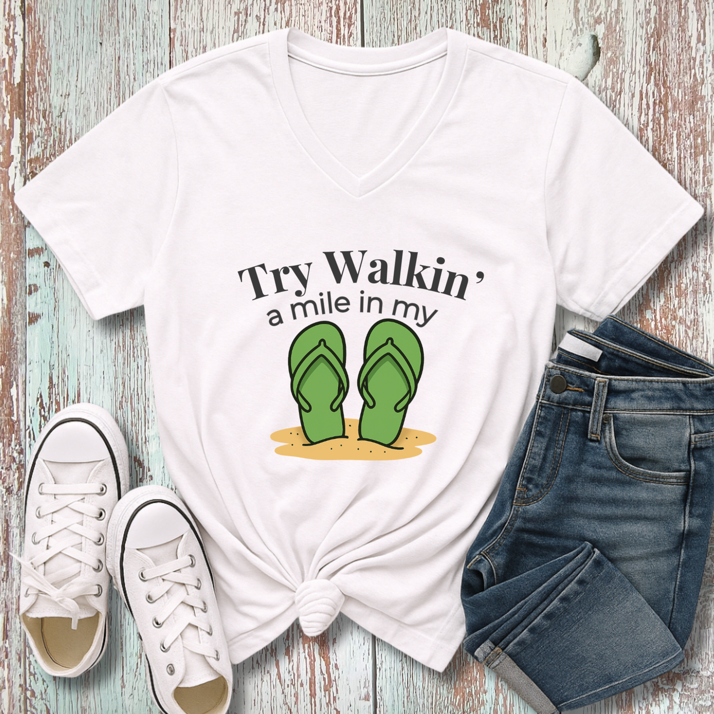 WALK A MILE IN MY...V_NECK