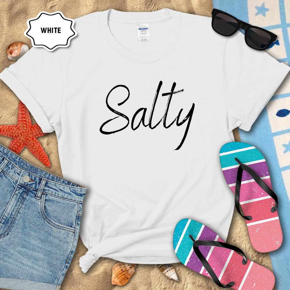 SALTY DISTRESSED SCRIPT TEE