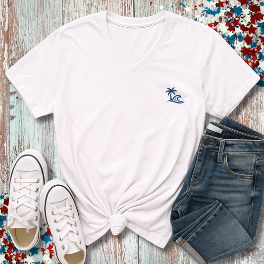 PALM WAVE POCKET LOGO V-NECK